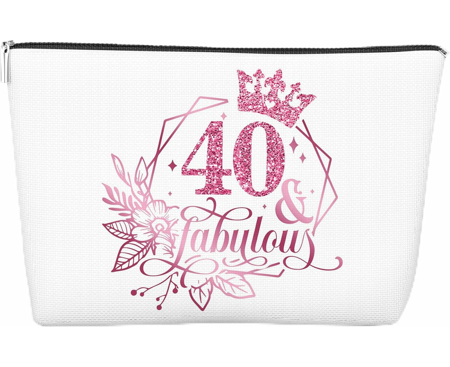 40th Birthday Makeup Bag, Anniversary Gift Ideas, Zipper Cosmetic Travel Pouch, Pink