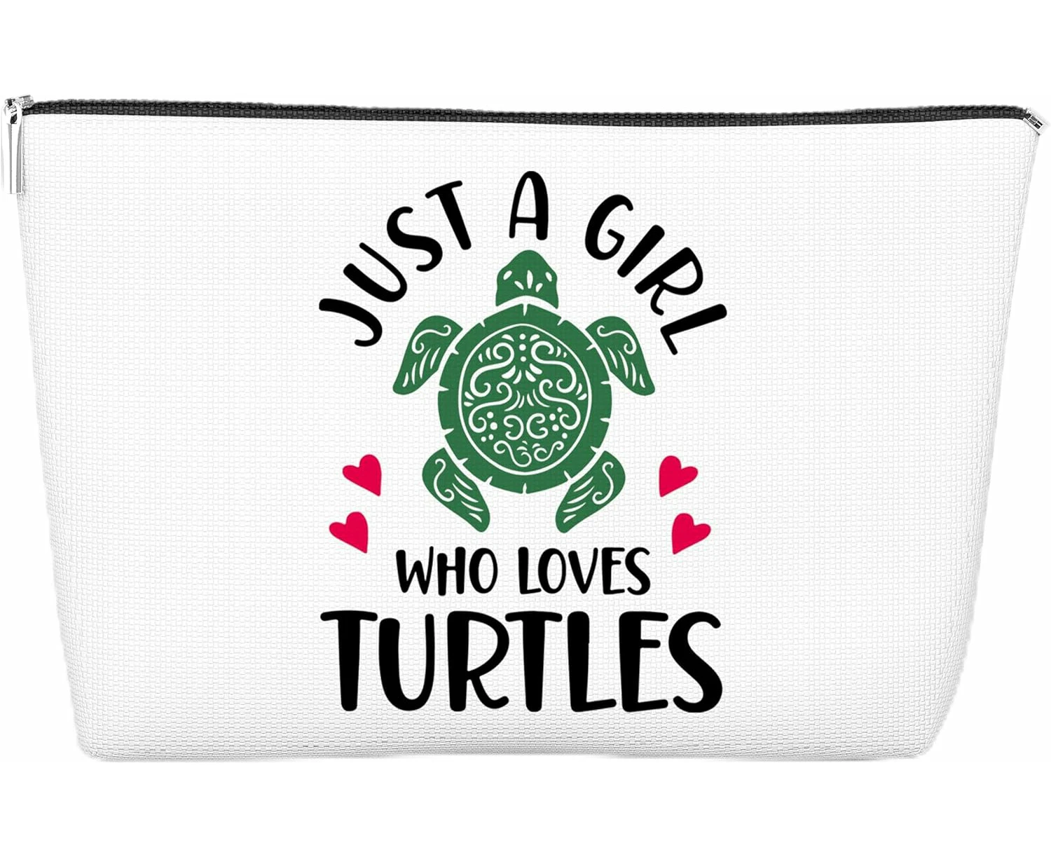 Turtle Makeup Bag, Zipper Pouch for Marine Animal Lover, Christmas Birthday Gift, Green 10x7