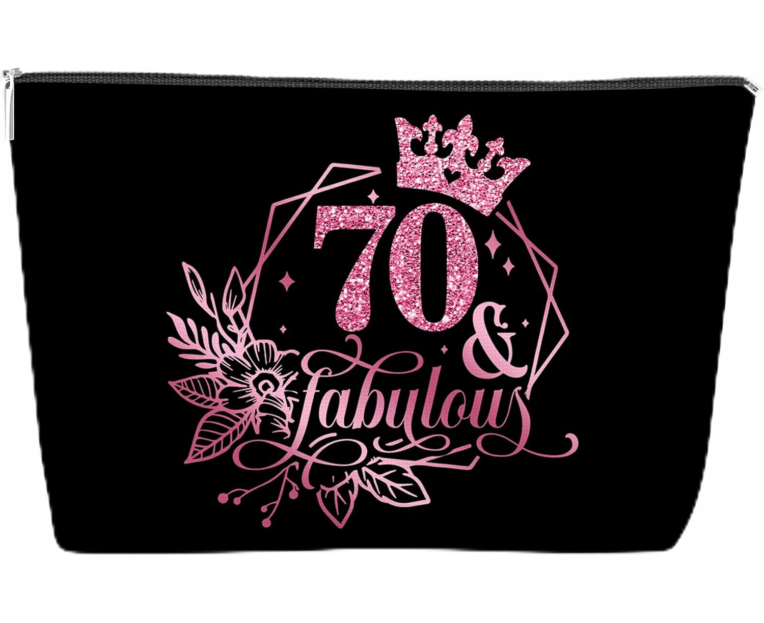 70th Birthday Makeup Bag for Women, Anniversary Gift Ideas, Zipper Cosmetic Travel Pouch