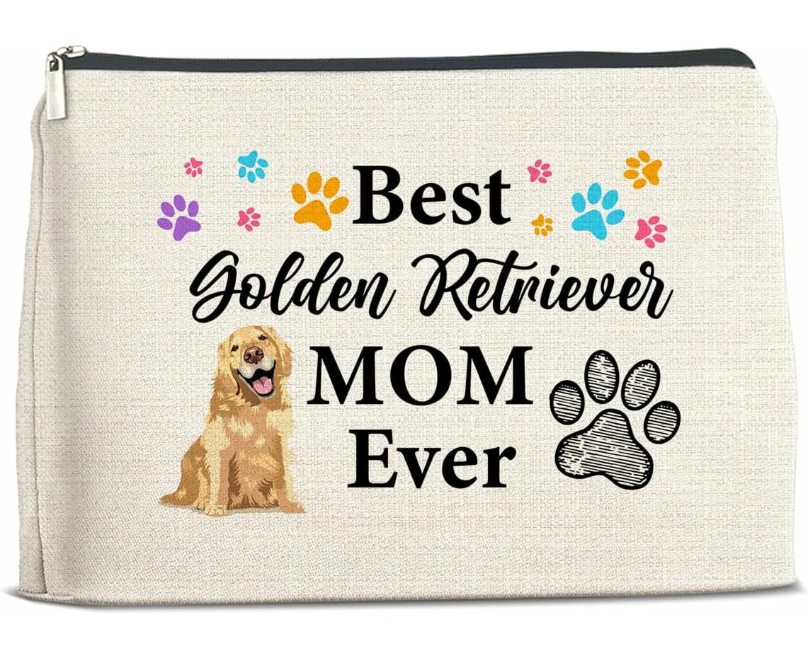 Golden Retriever Gifts for Dog Mom Women, Gifts for Dog Mom Girls Teens, Best Golden Retriever Dog Mom Ever Cosmetic Bag