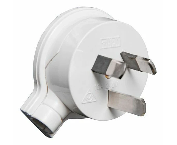 240V AC Mains Rewireable Right Angle Plug - White