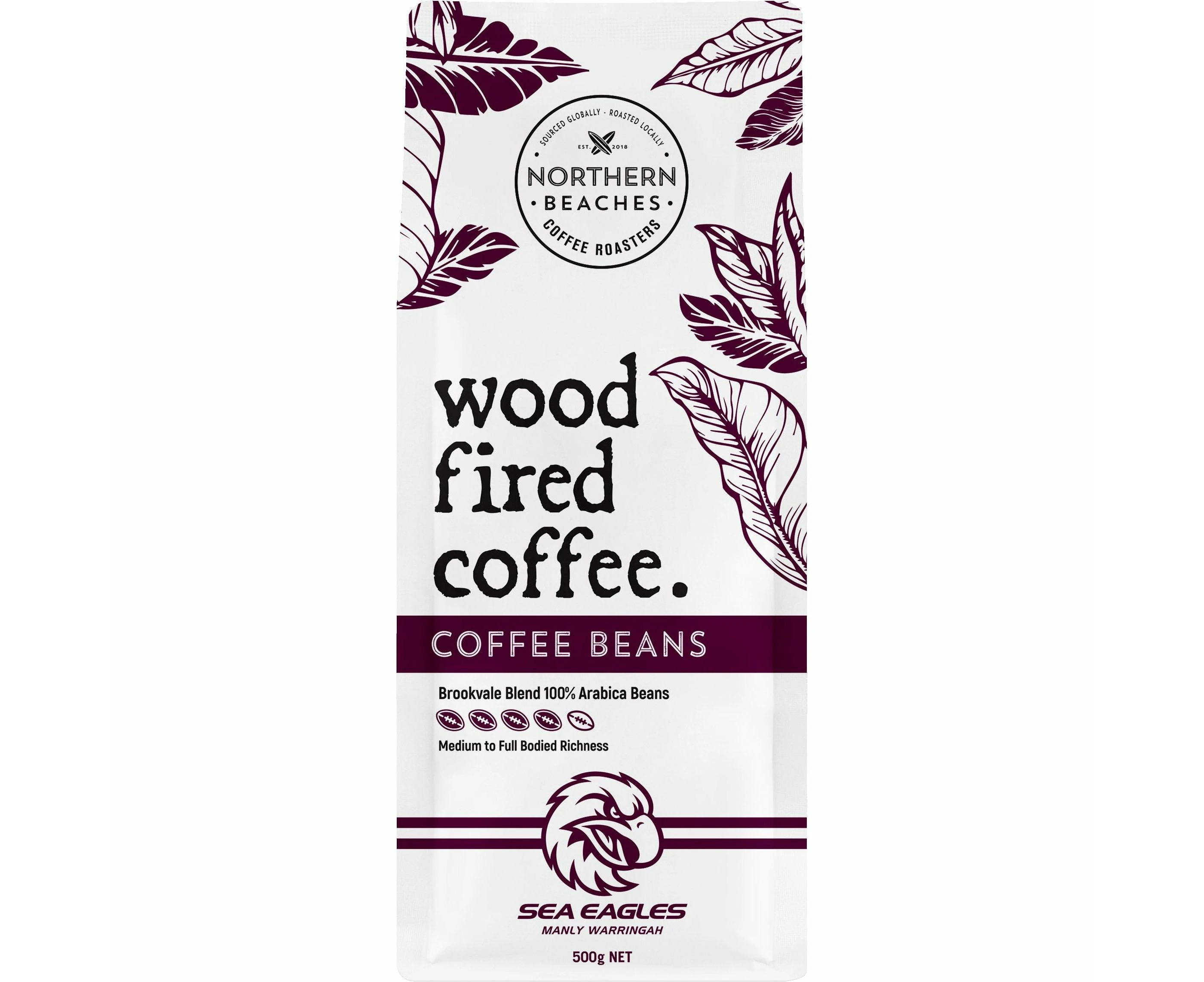 Wood Fired Coffee Beans Brookvale Blend Manly Sea Eagles 500g