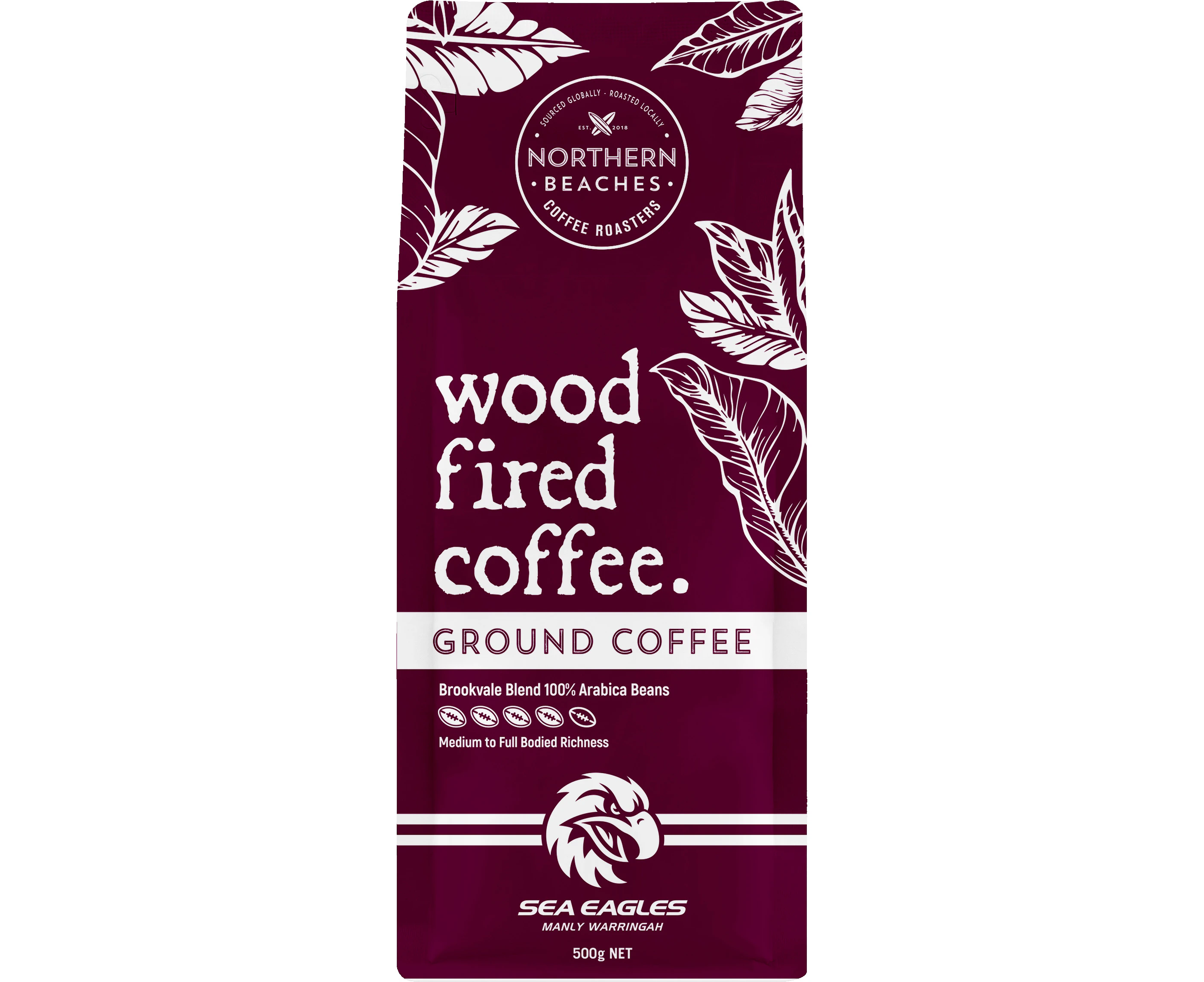 Wood Fired Coffee Ground Brookvale Blend Manly Sea Eagles 500g