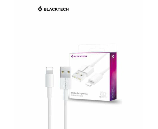 BLACKTECH USB-A To Lightning Fast Charging Cable 100cm - White