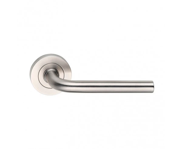 Madinoz L40 Leverset Door Handle Round Rose Curved - Polished Stainless Steel Single