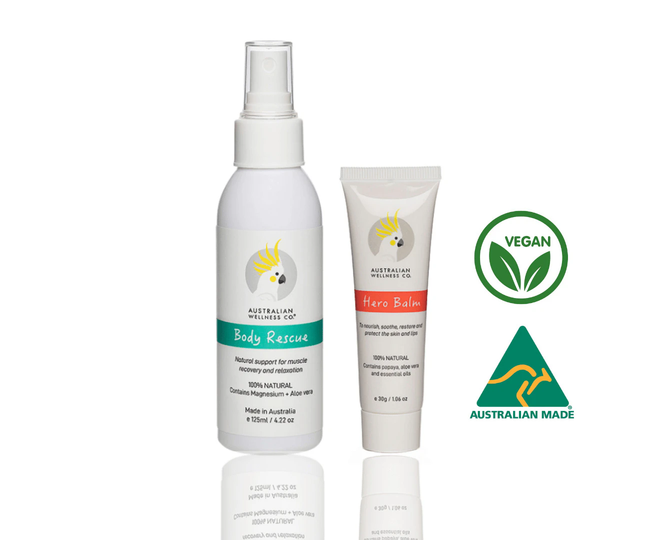 Australian Wellness Co. Essential Duo. Multipurpose Hero Balm 1.06oz/30g + Body Rescue Relaxation Spray 4.22oz/125ml