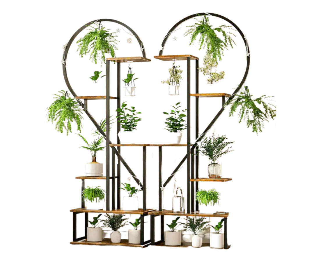 6-Tier Metal Plant Stand - Half Heart Shape