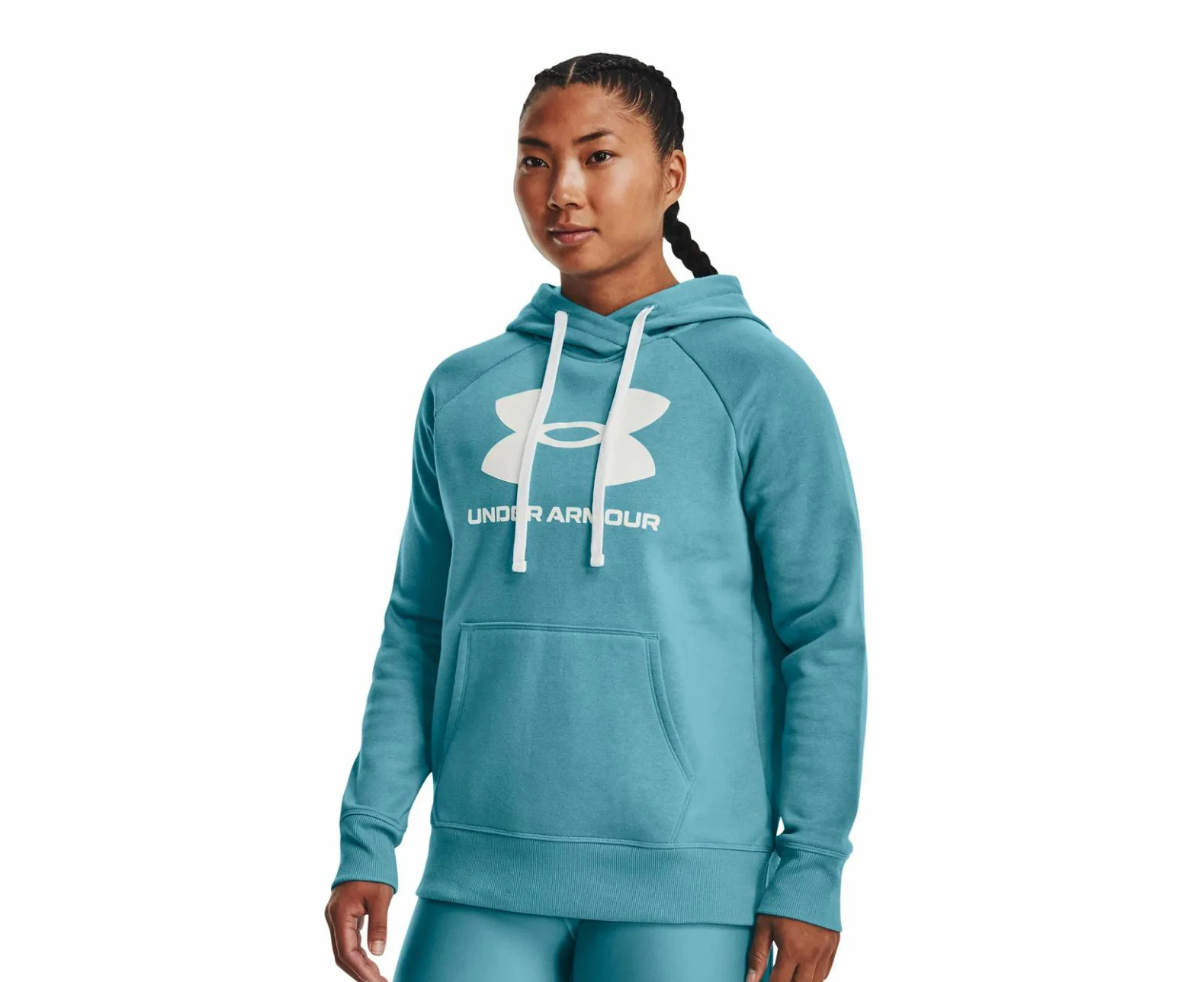 Womens Under Armour Rival Fleece Logo Glacier Blue Hoodie Cotton/Polyester