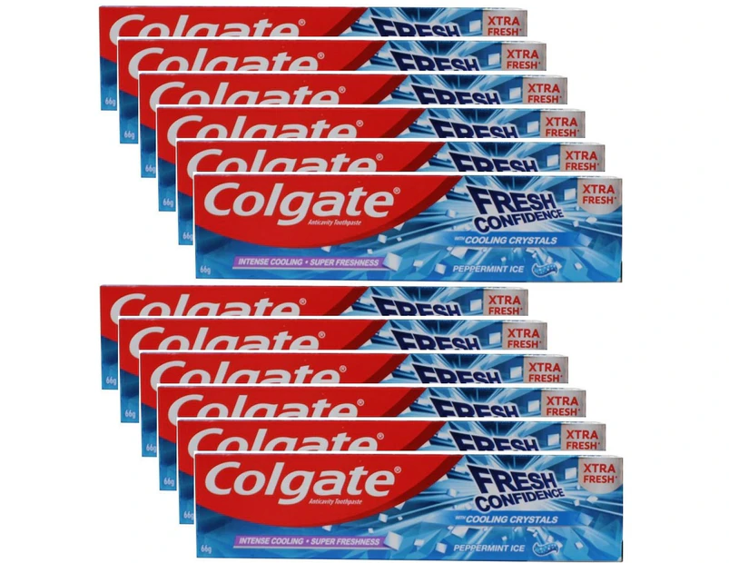 12x Colgate Toothpaste Fresh Confidence Peppermint Ice 66g