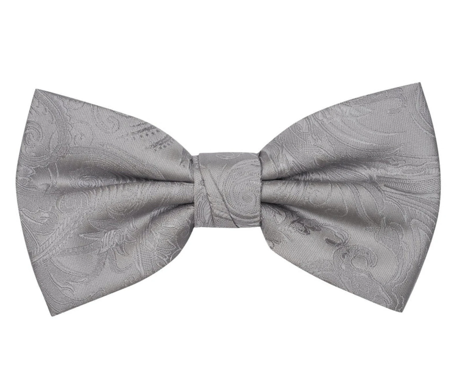 Premium Tapestry Bow Tie Floral Paisley - Platinum