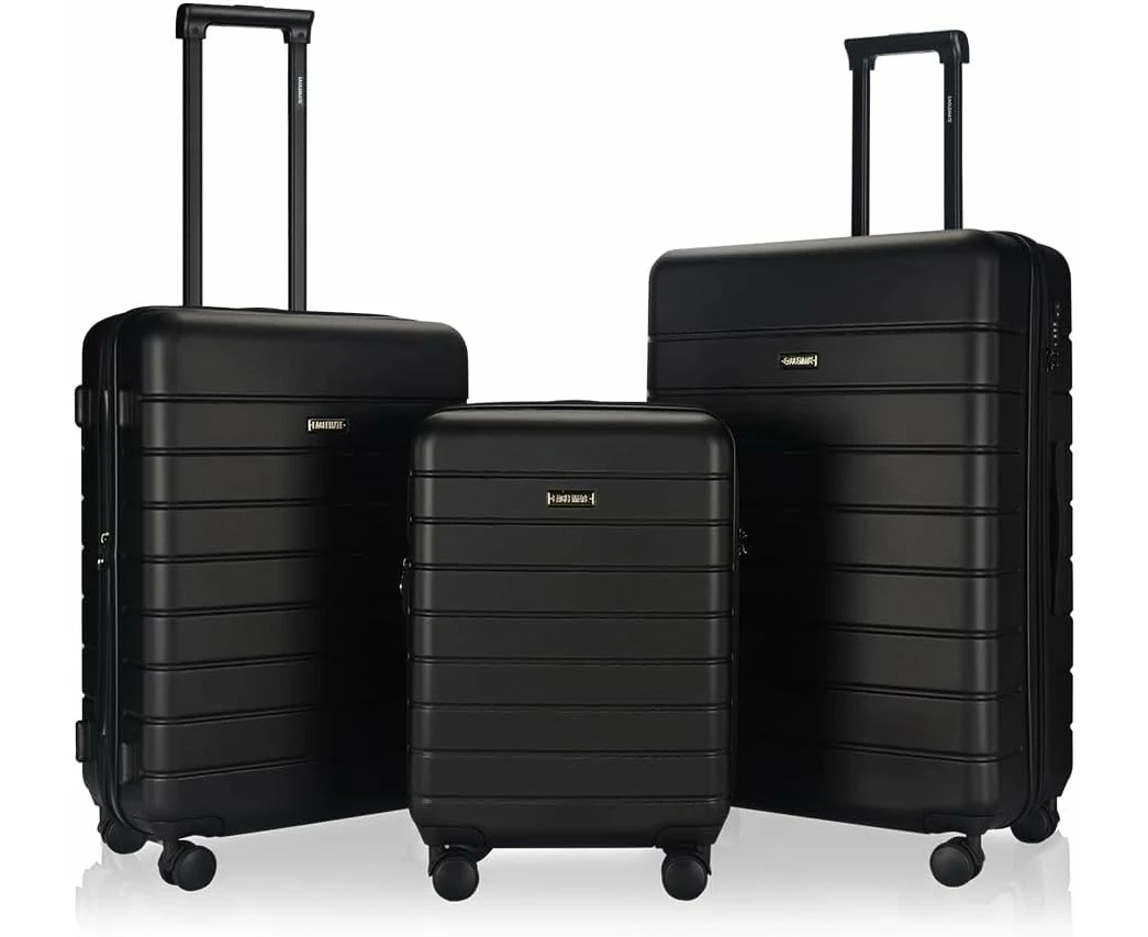 Eaglemate 3pcs Suitcase Luggage Set Expandable Tsa Locker - Black