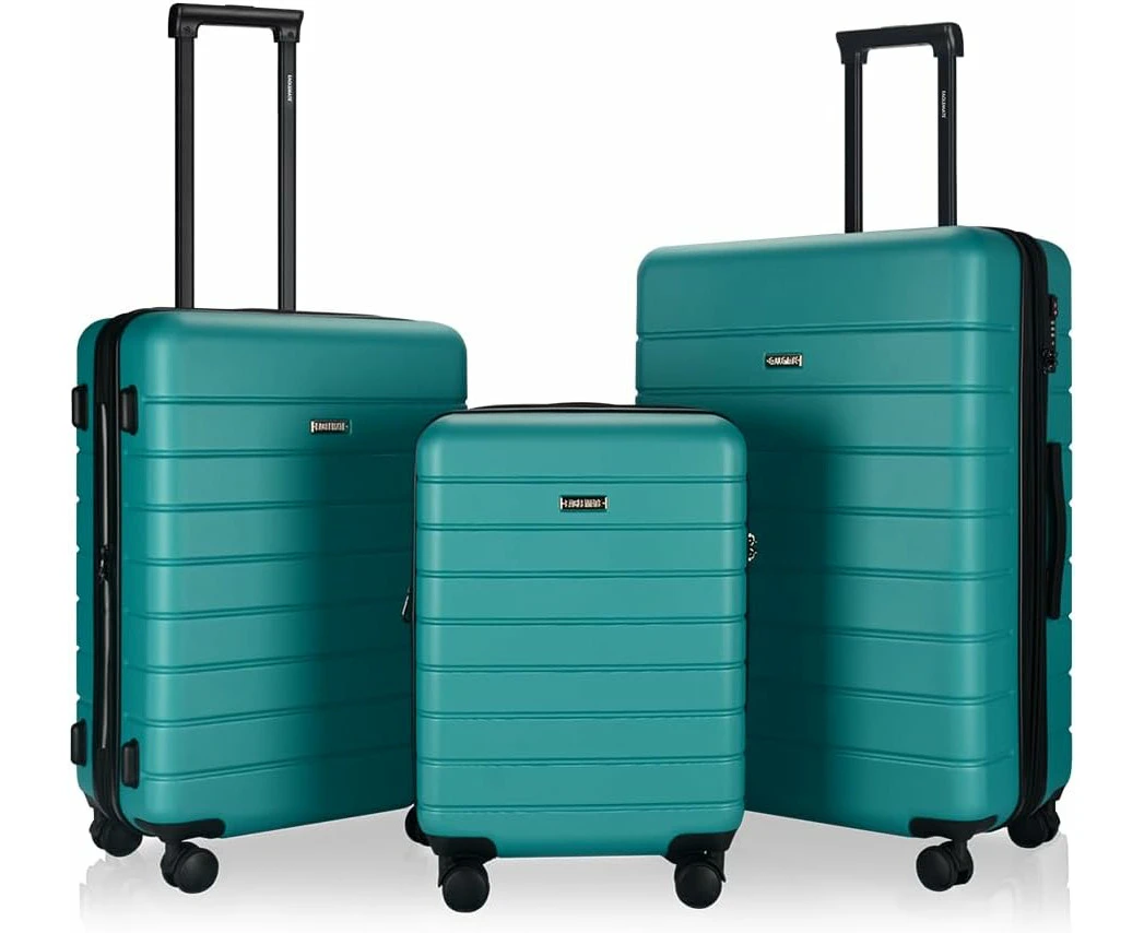 Eaglemate 3pcs Suitcase Luggage Set Expandable Tsa Locker - Teal Green