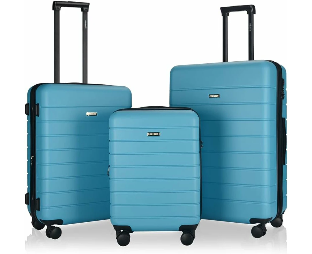 Eaglemate 3pcs Suitcase Luggage Set Expandable Tsa Locker - Ice Blue