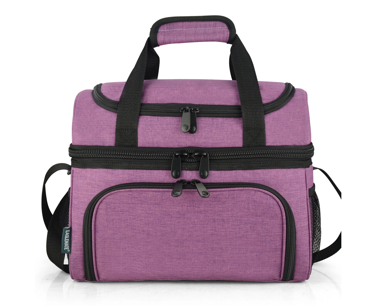 Eaglemate 19l Dual Compartment Insulated Thermal Lunch Bag - Heather Purple