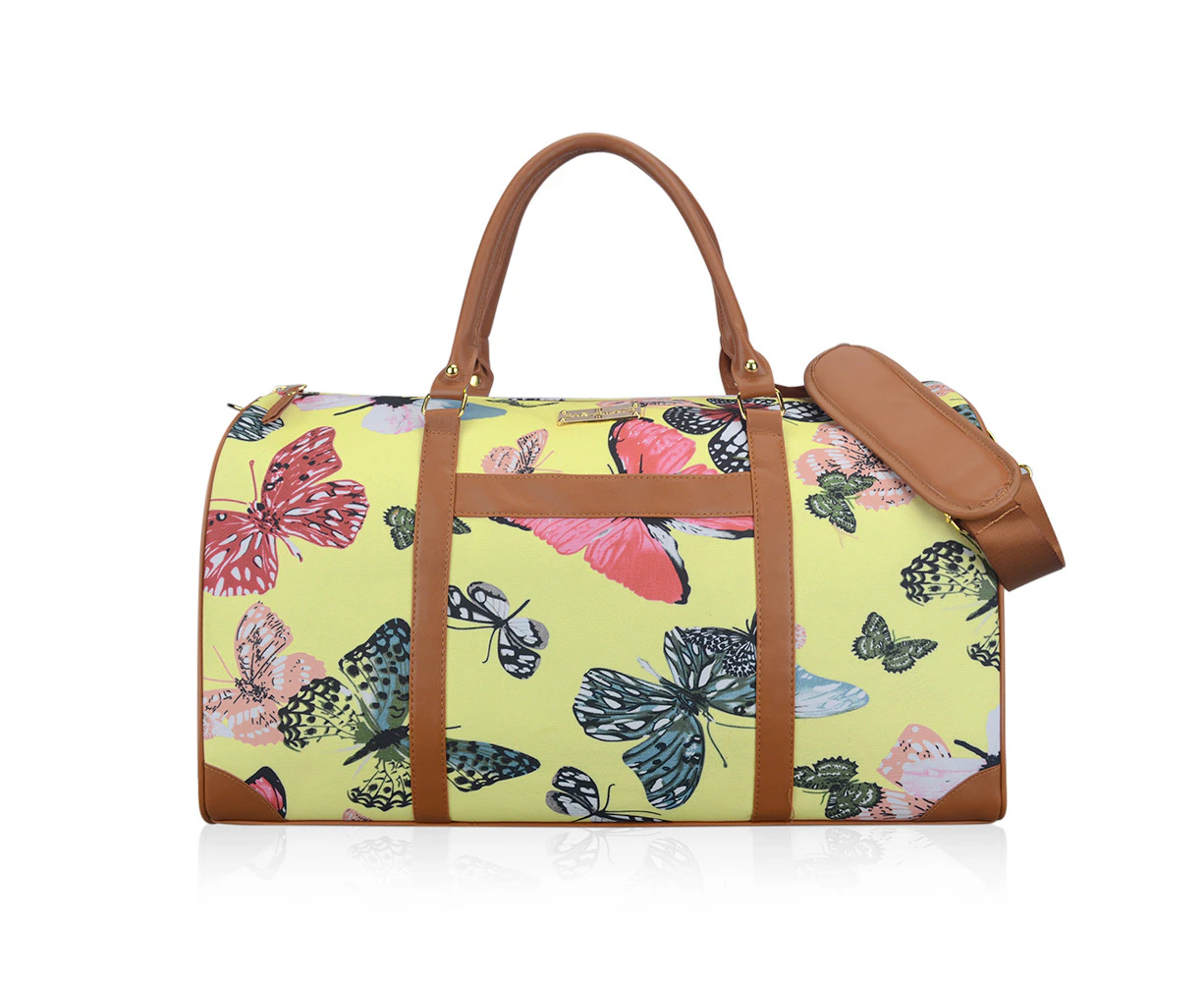 40l Luxury Canvas Carry On Duffel Bag - Butterfly