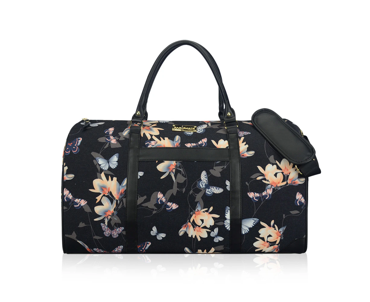 40l Luxury Canvas Carry On Duffel Bag - Butterfly & Flower