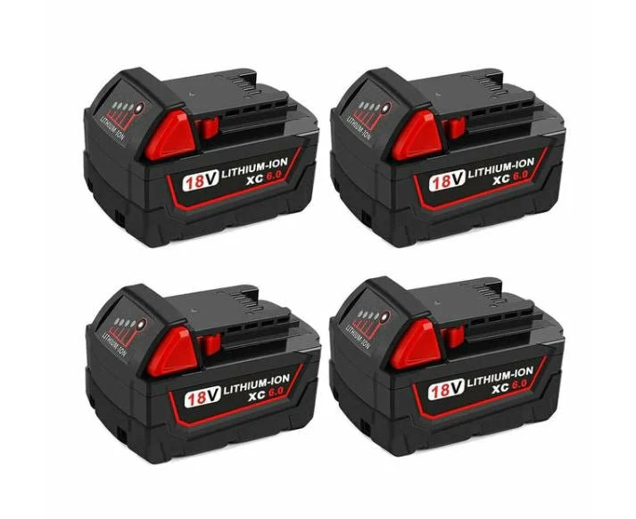 [4 Batteries] Compatible with Milwaukee 18V M18 Tools | 6.0Ah Battery Replacement | Super Heavy Duty