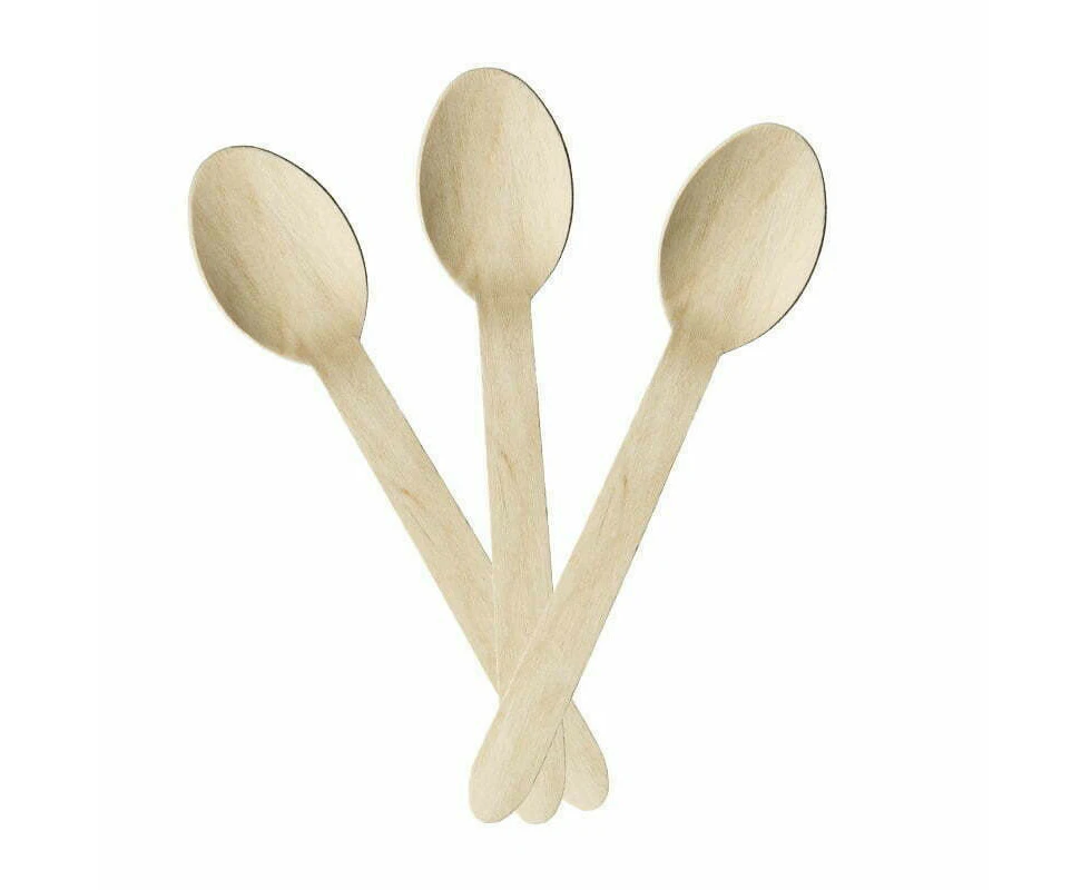 100pcs Wooden Spoons Disposable Cutlery Bulk Set Eco Party Catering Supplies