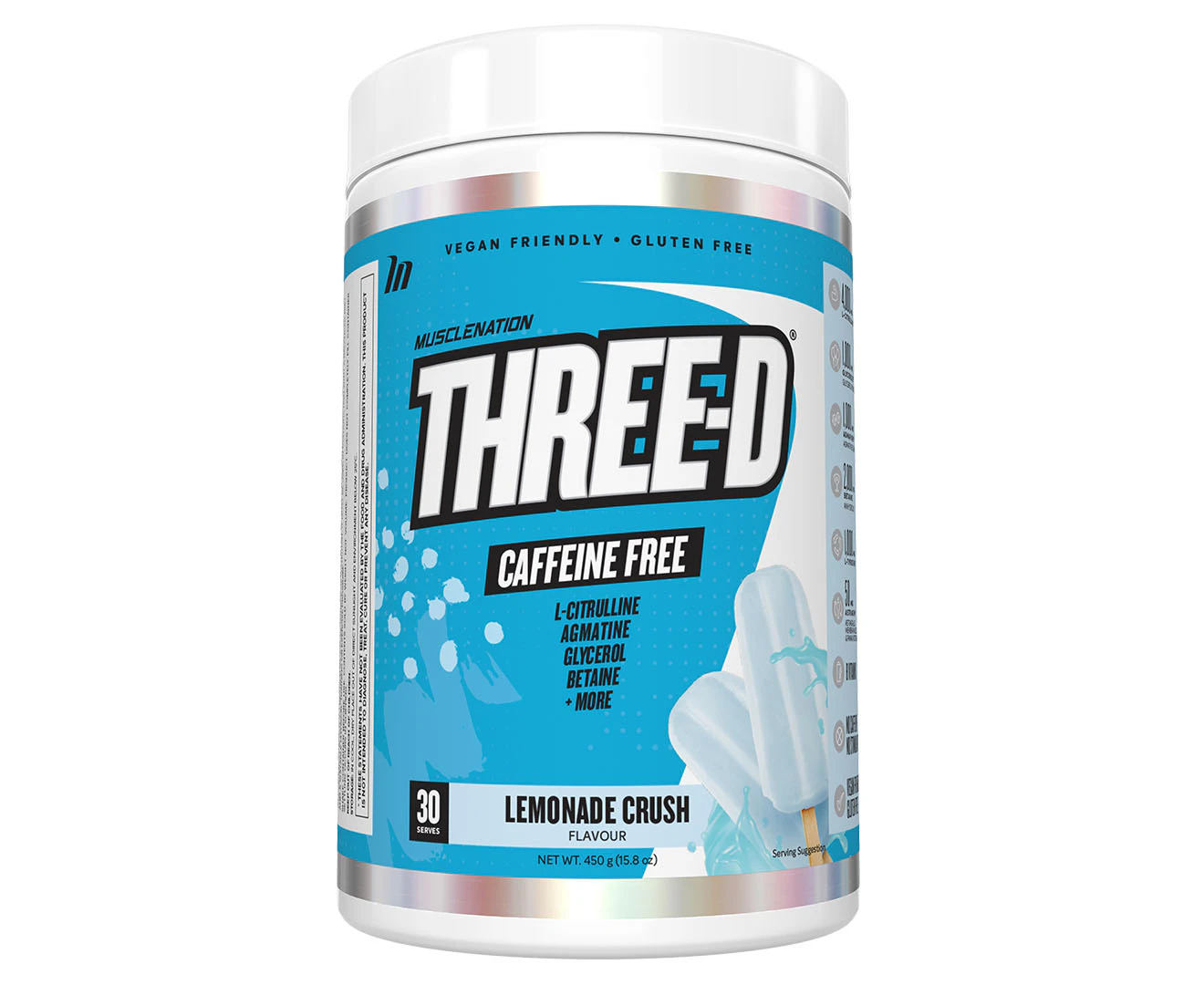 Muscle Nation Three-D Pre-Workout Lemonade Crush 450g / 30 Serves