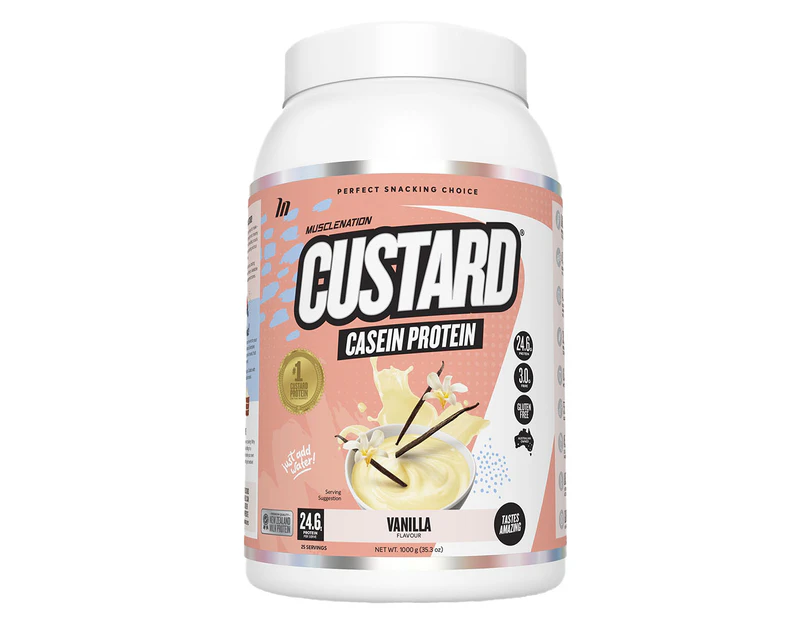 Muscle Nation Custard Casein Protein Vanilla 1kg / 25 Serves