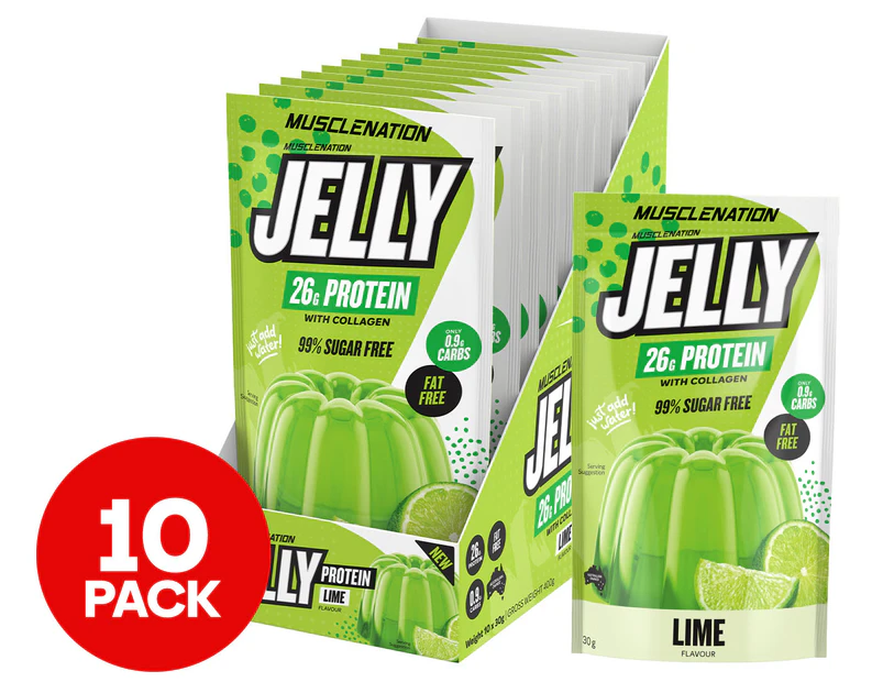 10 x Muscle Nation Protein Jelly w/ Collagen Sachet Lime 30g