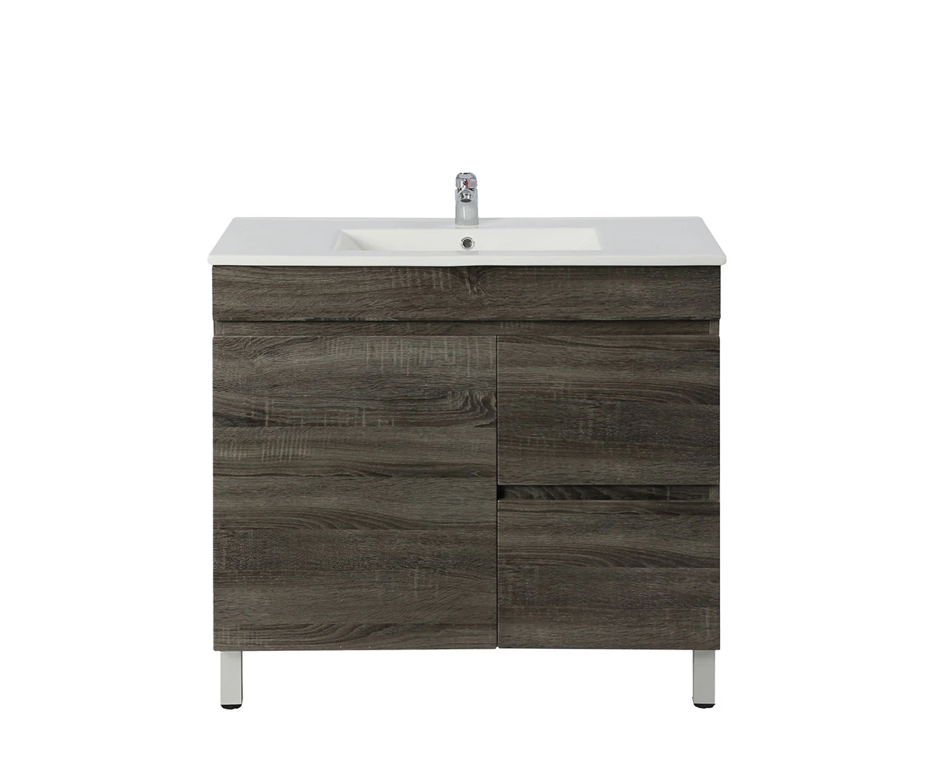 750mm (L) x 850mm (H) x 360mm (D) Dark Grey MDF Bathroom Vanity Right Drawers Free Standing With Ceramic Top