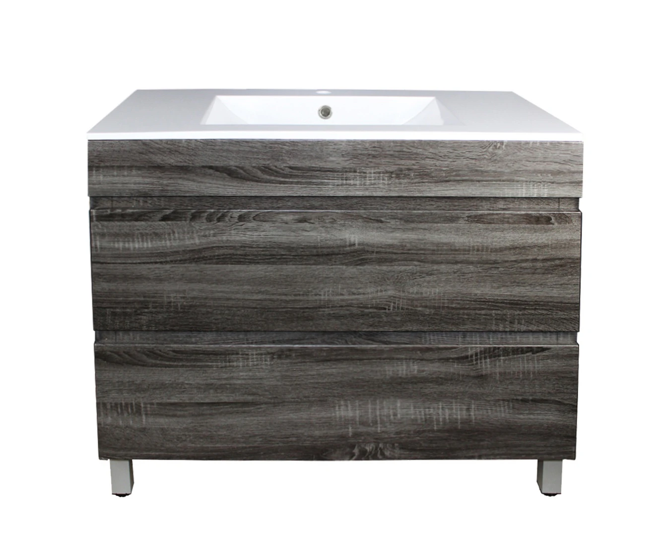 900mm (L) x 850mm (H) x 460mm (D) Dark Grey MDF Bathroom Vanity 2 Drawers Free Standing With Ceramic Top