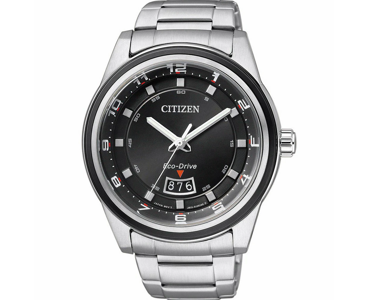 Citizen Eco-Drive AW1274-63E Stainless Steel Dial Black Men's Watch Silver