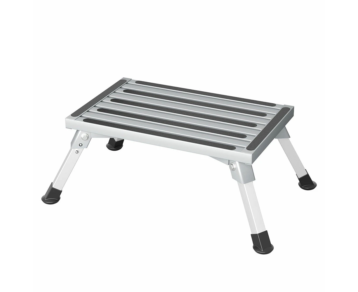 Step Folding Aluminium Step Ladder Stool Non-Slip Portable Silver 48x30x23cm