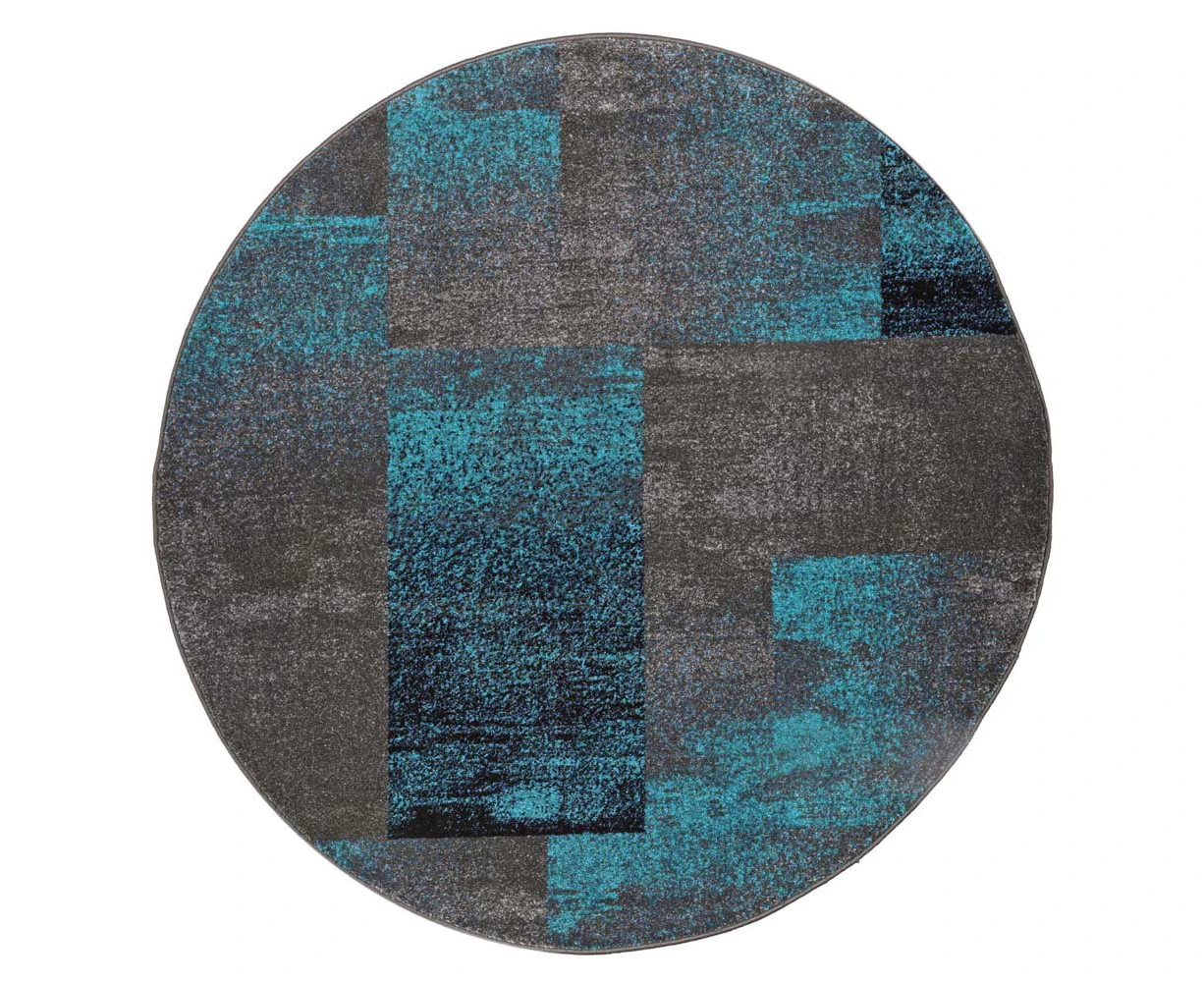 Saray Rugs - Aspen Thick and Dense Contemporary Round Rug - 444 Blue