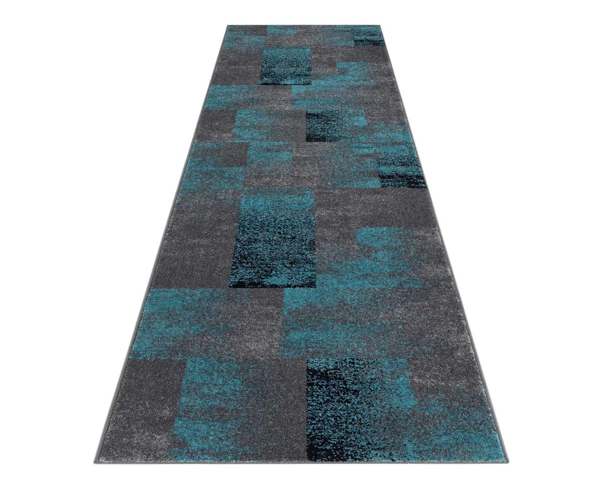 Saray Rugs - Aspen Thick and Dense Contemporary Runner - 444 Blue 80X300 cm