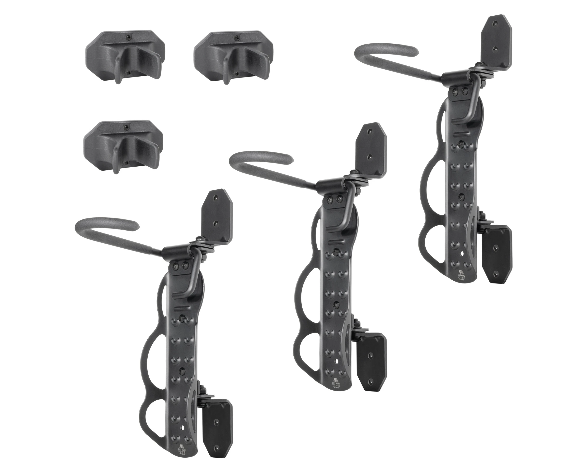 BIKE HAND Swivel Bicycle Wall Hanger - Vertical Hook Mount Indoor Garage Storage Bicycle Rack for MTB & Road Bikes - Max. Tire Width 2.3" - 3 Pack