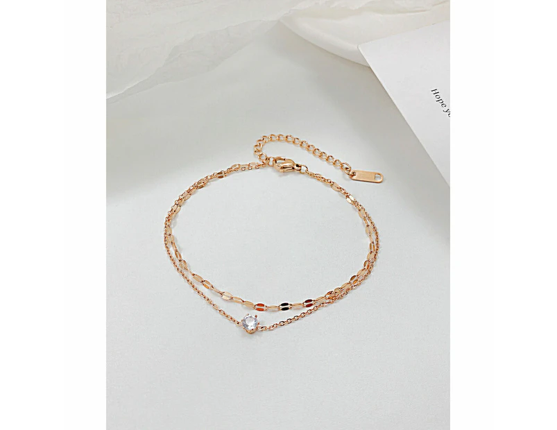 Fashion Double Layers Bracelet For Women Girls-Rose Gold