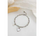 Fashion Gold Plated Heart Charm Bracelet-Silver