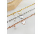 Fashion Gold Plated Heart Charm Bracelet-Silver