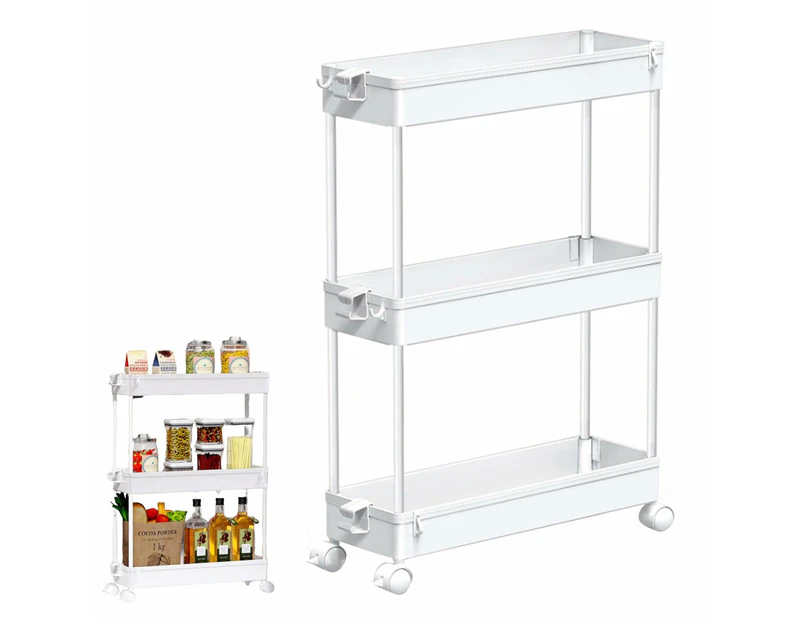 3-Tier Rolling Storage Cart Bathroom Storage Organizer Shelf White