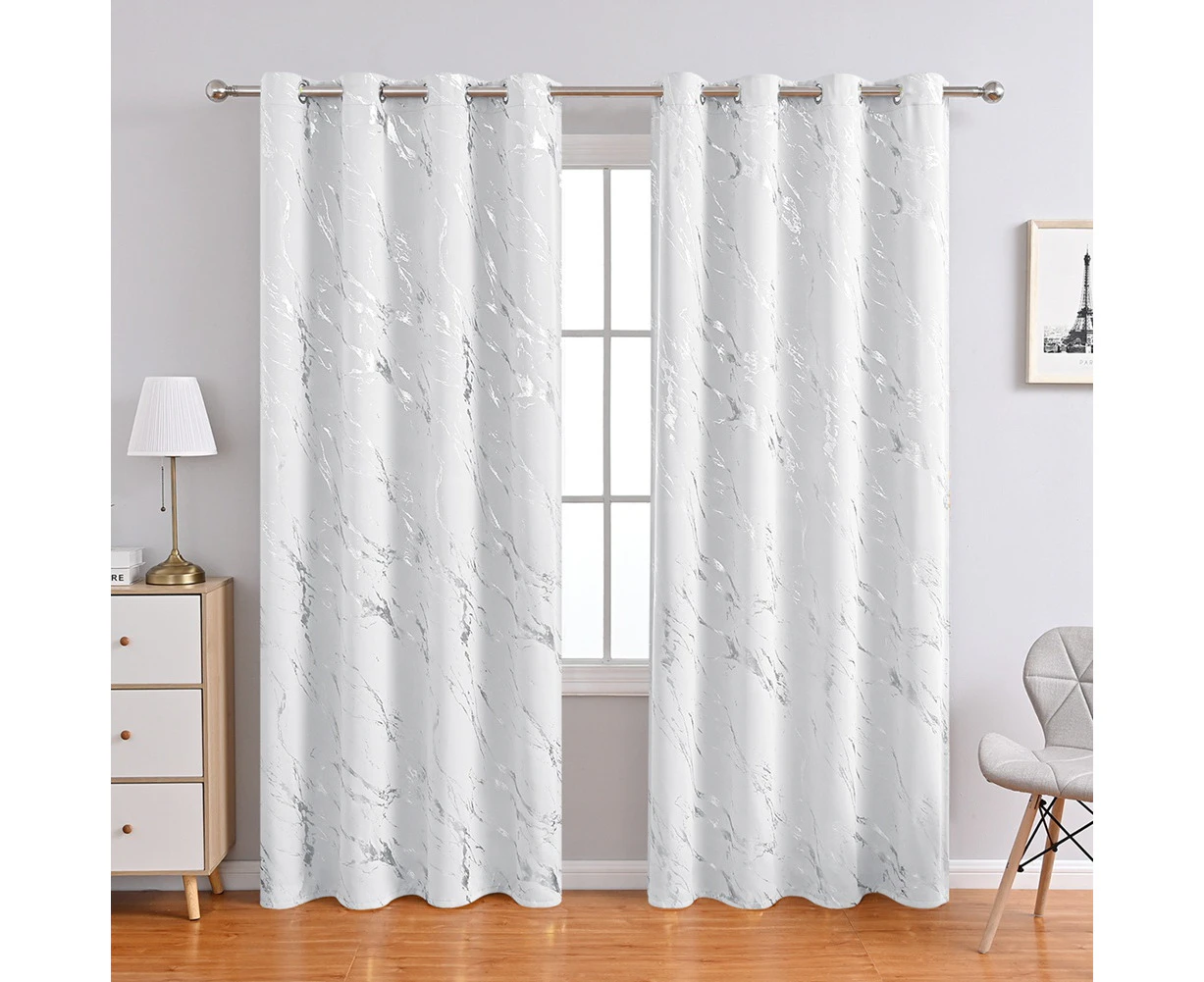 Marble Blackout Curtains Room Darkening Modern Patterned Grommet Drapes for Living Room/Bedroom Decor - 140*260CM