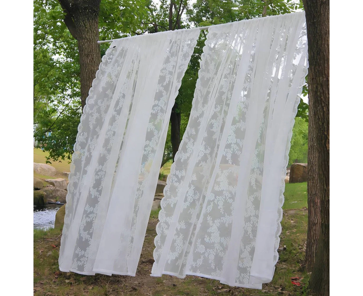 Home lace curtains, pastoral white German curtains, bedrooms, living rooms, semi-blackout finished curtains - 100*150cm