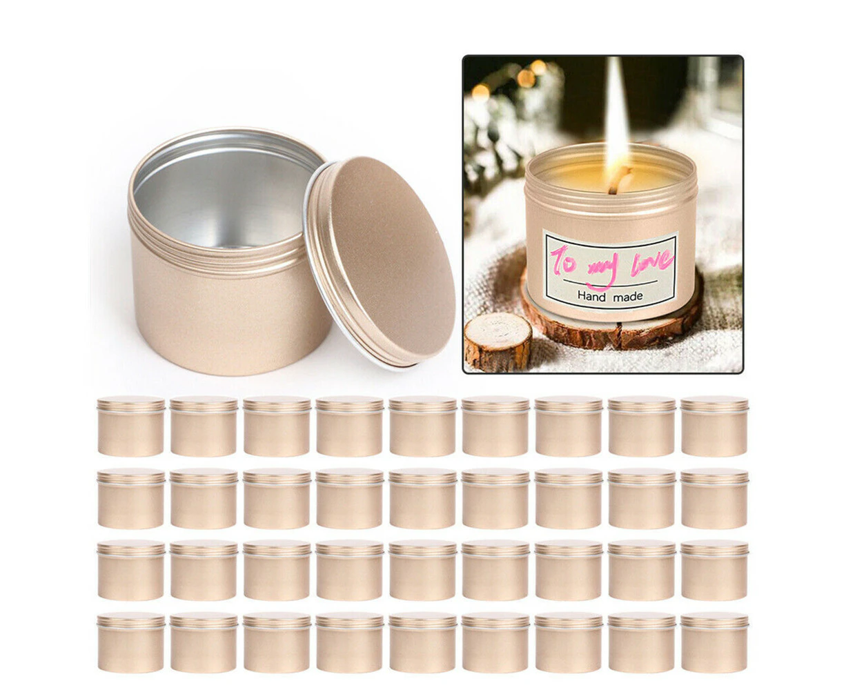 36 X Candle Tins with Lids & Lables 100ml Empty Candle Making Jars for DIY