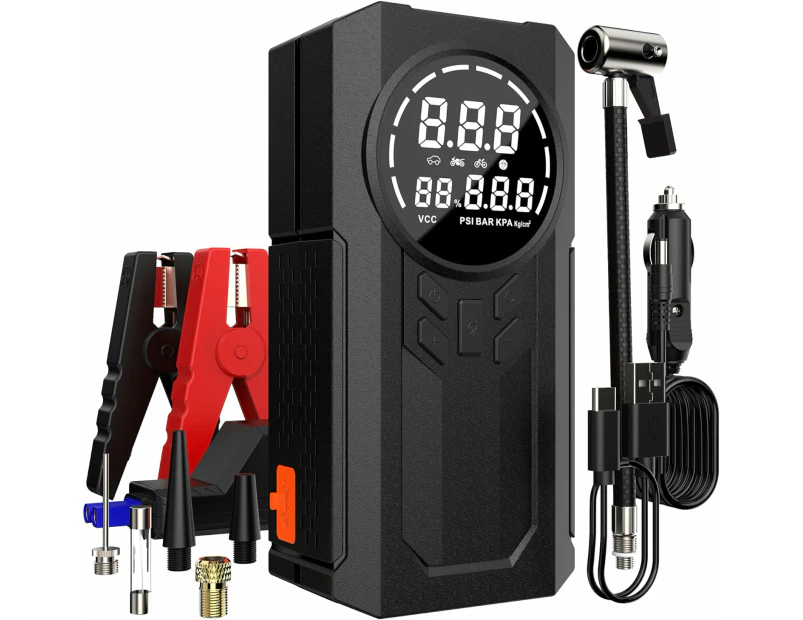 Portable Car Jump Starter with Air Compressor, 3000A Jump Starter Battery Pack for Up to 7L Gas and 5.5L Diesel Engines, 12V Jump Box