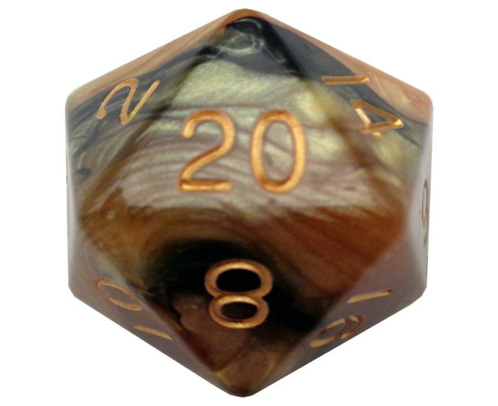 Dice - Mega Acrylic d20 - Black/Yellow w/ Gold Numbers (MDG)