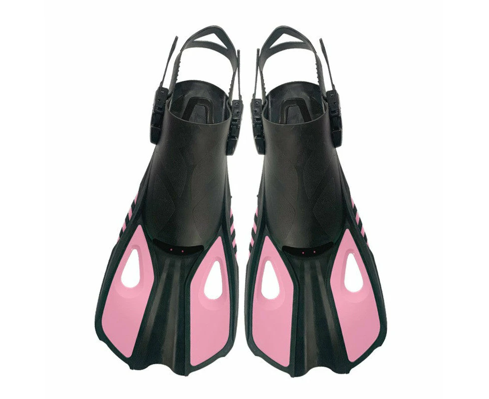 DEDEPU Adjustable Adult Swimming Fins Scuba Snorkeling Diving Short Flippers - Pink