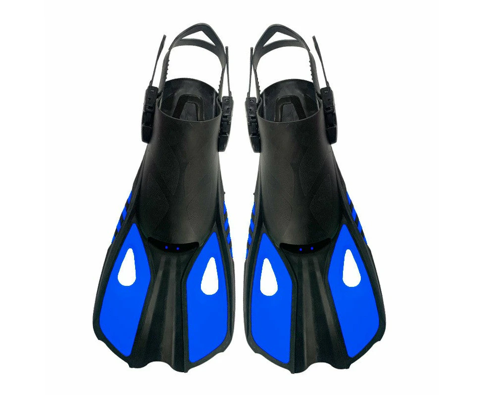 DEDEPU Adjustable Adult Swimming Fins Scuba Snorkeling Diving Short Flippers - Blue