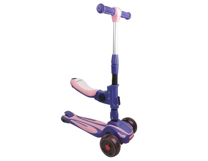 Supermax Pro 2 In 1 Kids Foldable Scooter & Ride On Pink