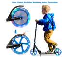 Costway Kick Scooter Folding Pro Stunt Scooter Adjustable LED Wheel w/Rear Break Kids/Teens/Beginners/Adults Blue