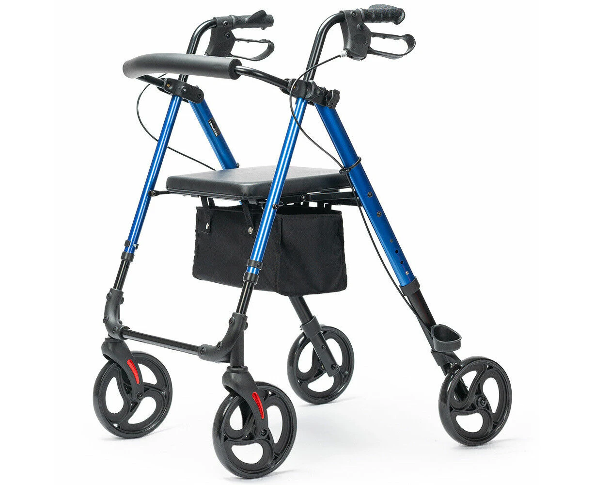 Rollator Walking Frame 4 Wheel Lightweight Aluminium Walker Aid Seniors