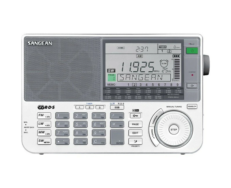 Sangean 215mm Portable Digital World Professional Multi-Band Radio Receiver WHT