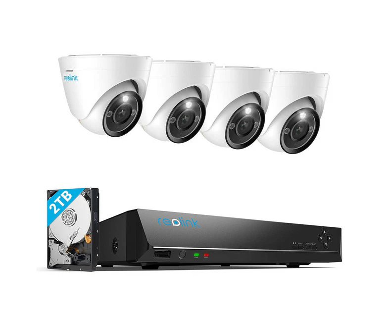 Reolink 12MP UHD Video Surveillance System with Intelligent Detection, Power over Ethernet, 8-Channel 2TB NVR, RLK8-1200D4-A