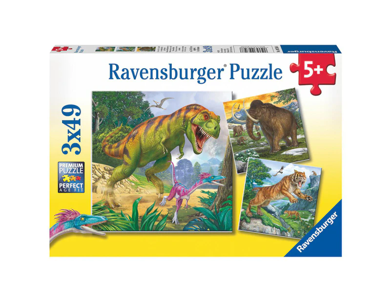 3x49pc Ravensburger Primeval Ruler Kids/Childrens Jigsaw Puzzle Play Toy 5+