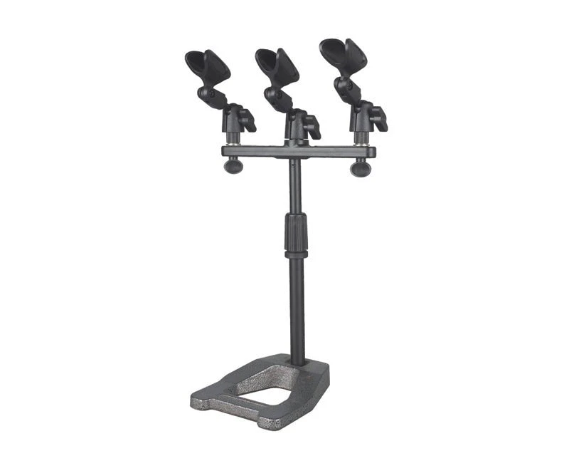 Triple Desk Mic Stand Sturdy Metal Base Guitar Drums Recording DS-47